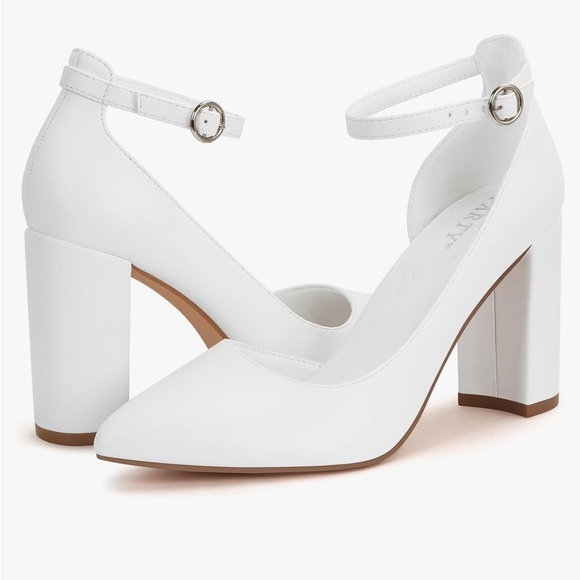 PARTY Women's 3.5 inch chunky heel ankle strap pumps size 8 - Picture 4 of 11